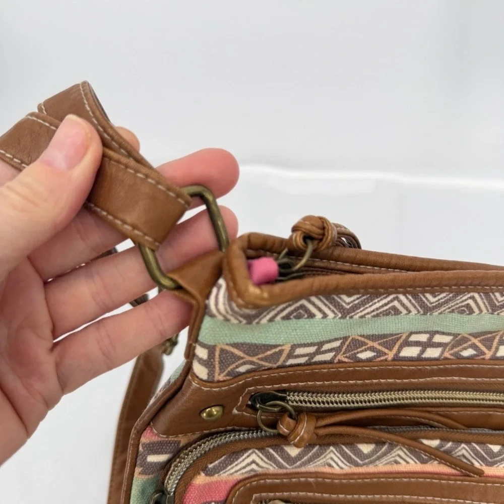 Crossbody Bag Geometric Tribal Print Faux Leather Boho Festival Hippie‎ Aztec